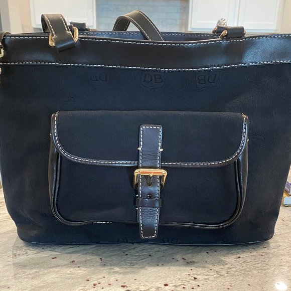 Black DB Signature Material/Leather Trim Handbag - Picture 1 of 6